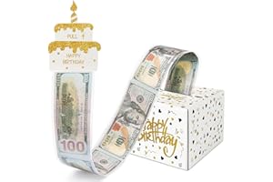 IWERP Money Box for Cash Gift- Birthday Money Pull Box - Fun Money Gift Ideas, Perfect Cash Birthday Gifts for Kids, Her, Wife, Mom, Girls, Daughter, Women, and Men - White