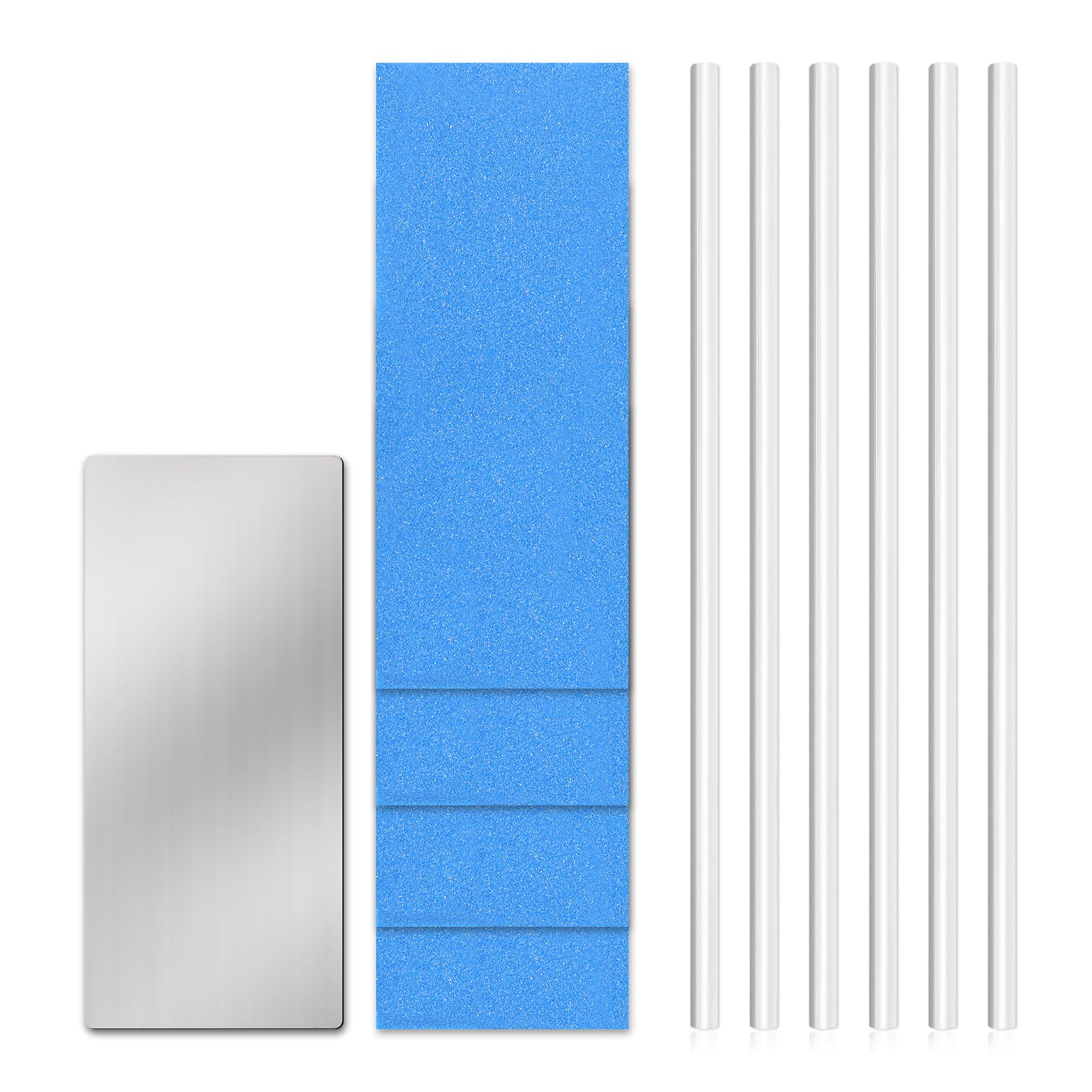 lasuroa 6pcs Snowboard Repair Kit, 6mm Snowboard Base Repair P-Tex Base Filler with 4 Structure Sandpaper 1 Scraper Ptex Ski Repair Kit for Protecting Ski and Snowboard(White)