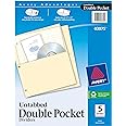 Avery Untabbed Double Pocket Dividers for 3 Ring Binders, Manila, Pack of 5 Dividers (03075)