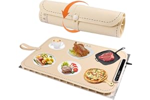 SORON Warming Mat for Food, Electric Food Warming Mat with 7 Adjustable Temperature, Silicone Warming Tray with 4 Hours Timer and Child Lock, Suitable for All Countertops (Large + Insulation mat)
