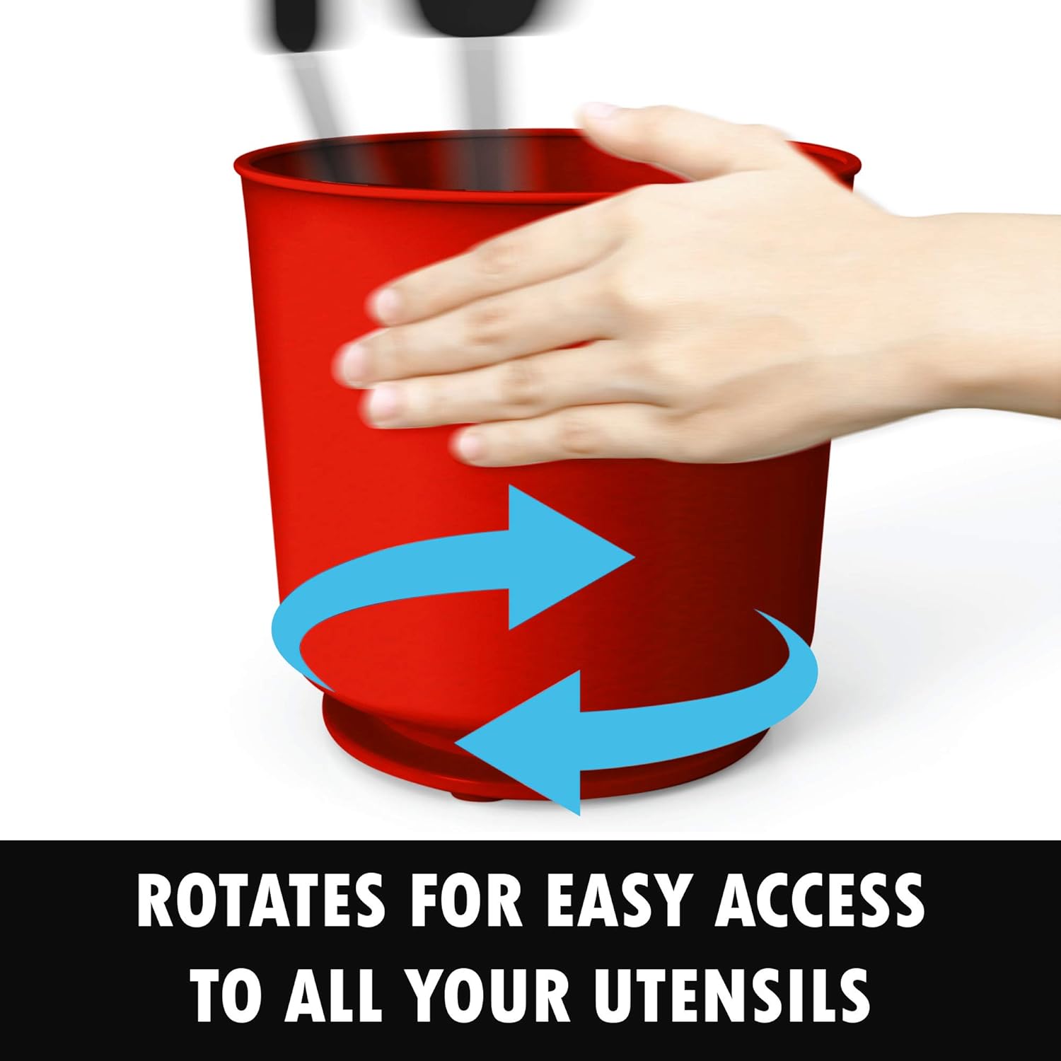 Extra Large Rotating Utensil Holder with Sturdy NoTip Weighted Base