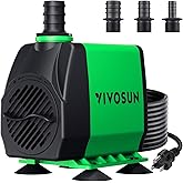 VIVOSUN 800GPH Submersible Pump(3000L/H, 24W), Ultra Quiet Water Pump with 10ft High Lift, Fountain Pump with 5ft Power Cord,