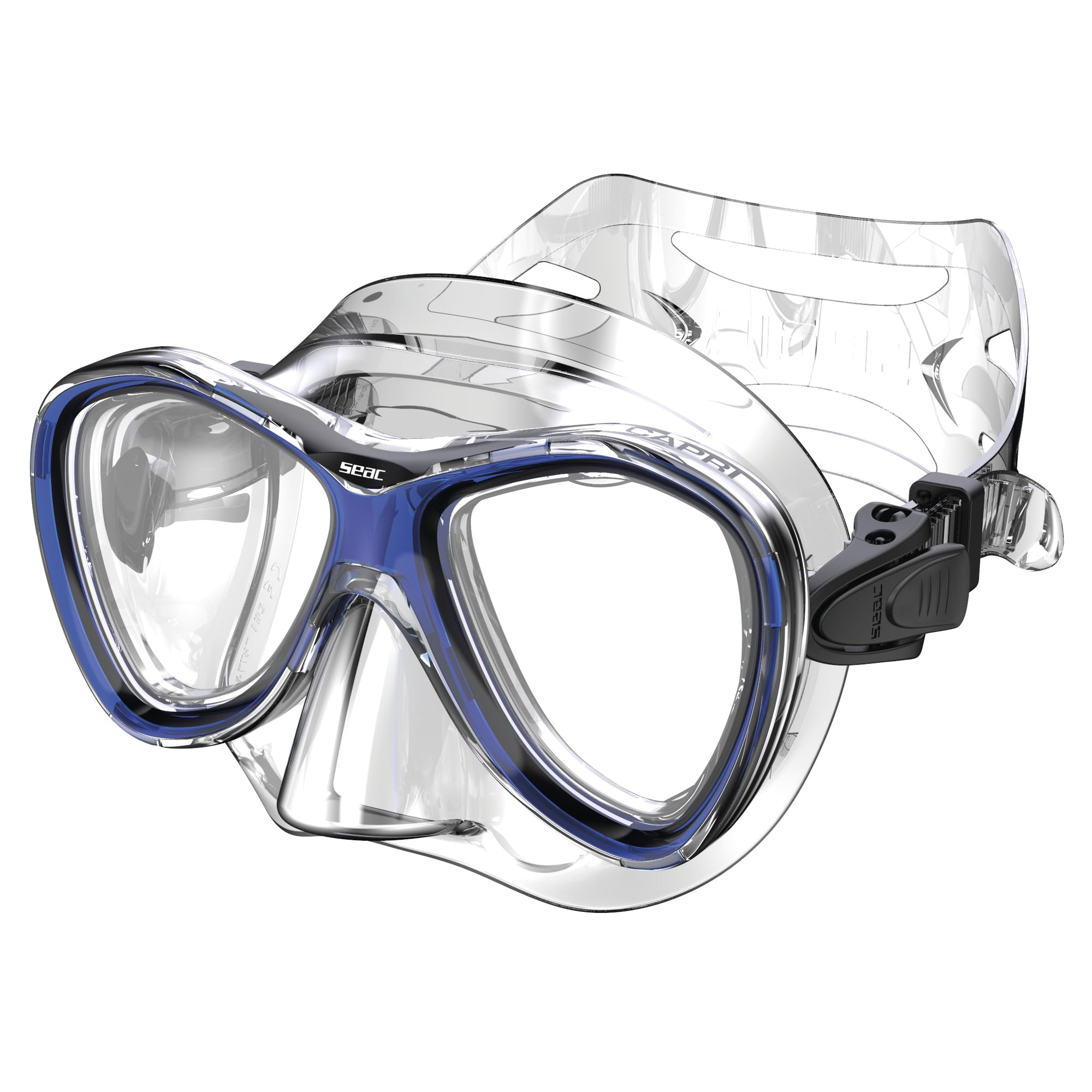 Seac Capri SLT, Snorkelling Mask for Adults and Kids, 2 Sizes, Ideal for Snorkelling in Phthalate-free Hypoallergenic Polymer, transparent/blue, regular