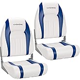 VIVOHOME Folding High Back Boat Seats, 2 Pack Waterproof Boat Captain Chair | Fold-Down, Thickened Seat Cushion, Ergonomic Backrest, 4 Mounting Screws Included, Easy to Clean