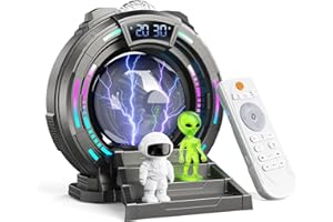 Gleesfun Galaxy Northern Lights Projector Plasma Ball, Night Light Aurora Projector for Kids with White Noise Alarm Clock, Kids Room Decor with Music, Christmas Gifts for Boys Teens