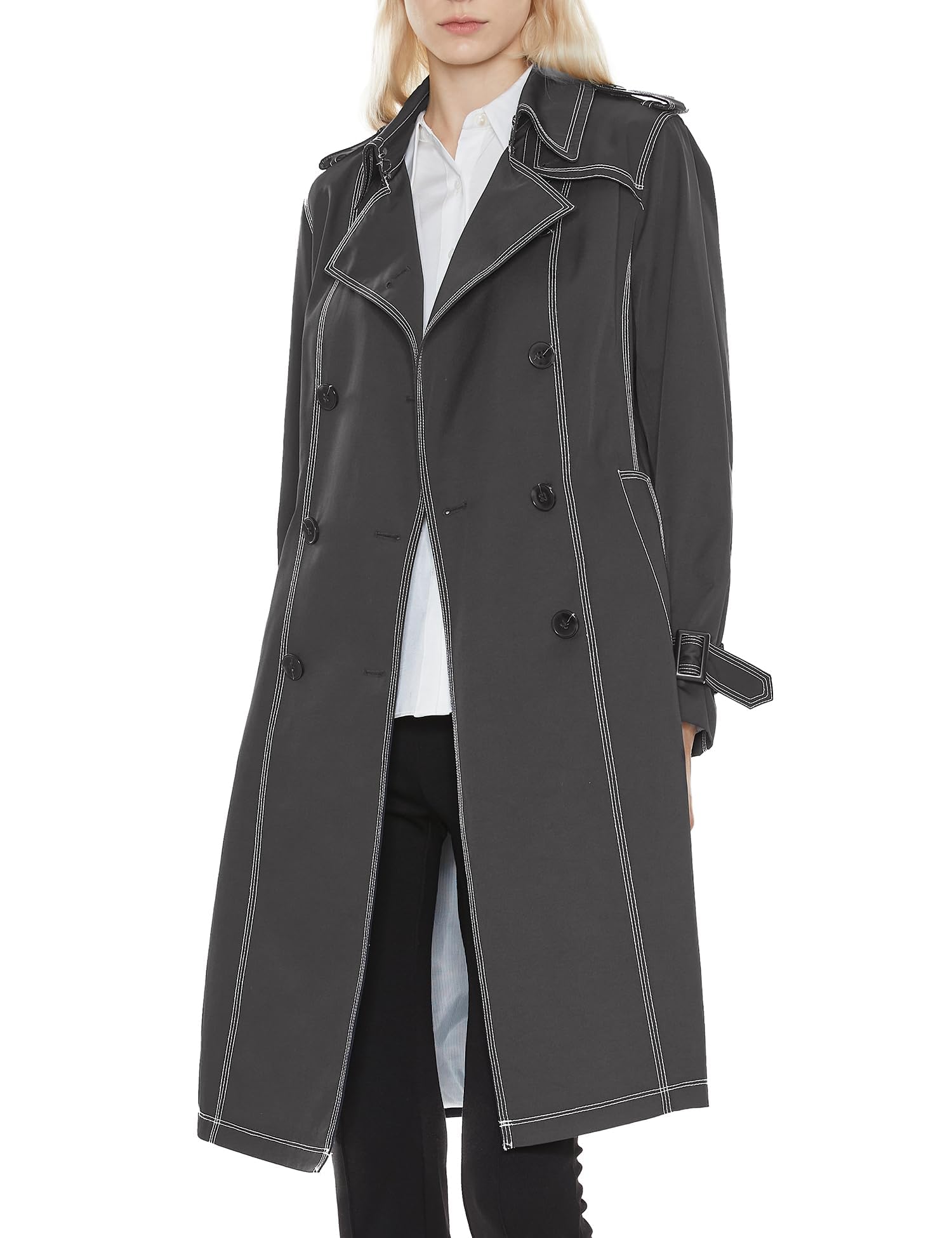 Orolay Women's Mid-Length Trench Coat Double-Breasted Classic Lapel Windbreaker Water-Resistant Belted Overcoat