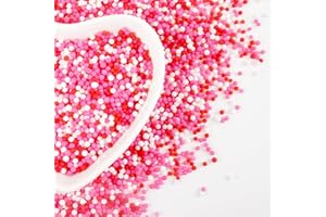 JOYVITAS Pink Nonpareils Sprinkles for Cake Decorating, 150g/5.29oz, Pink Red and White Sugar Sprinkles, Cupcake Cookies Topper, Baking Decoration, Valentine's Day, Wedding Party Supplies