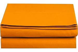 Elegant Comfort Premium Hotel Quality 1-Piece Flat Sheet, Luxury and Softest 1500 Premium Hotel Quality Microfiber Bedding Flat Sheet, Wrinkle-Free, Stain-Resistant, Queen, Orange