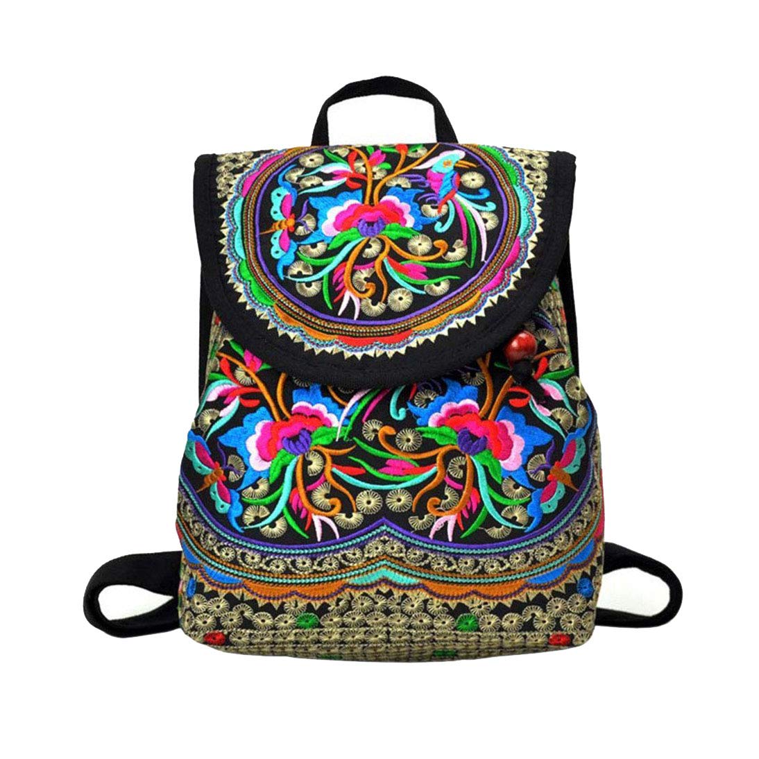 LHKJ Lady Vintage Embroidered Flowers Shoulder School Bag for Women and Girl
