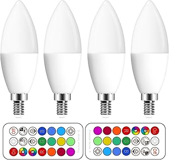 4 Pack Led Rgbw Lampen Ersetzt 50w E14 Gluhlampen Dimmbar Gluhbirne Inklusive Fernbedienung Farbwechsel Lampen E14 Led Birnen E14 Led Leuchtmittel Amazon De Beleuchtung