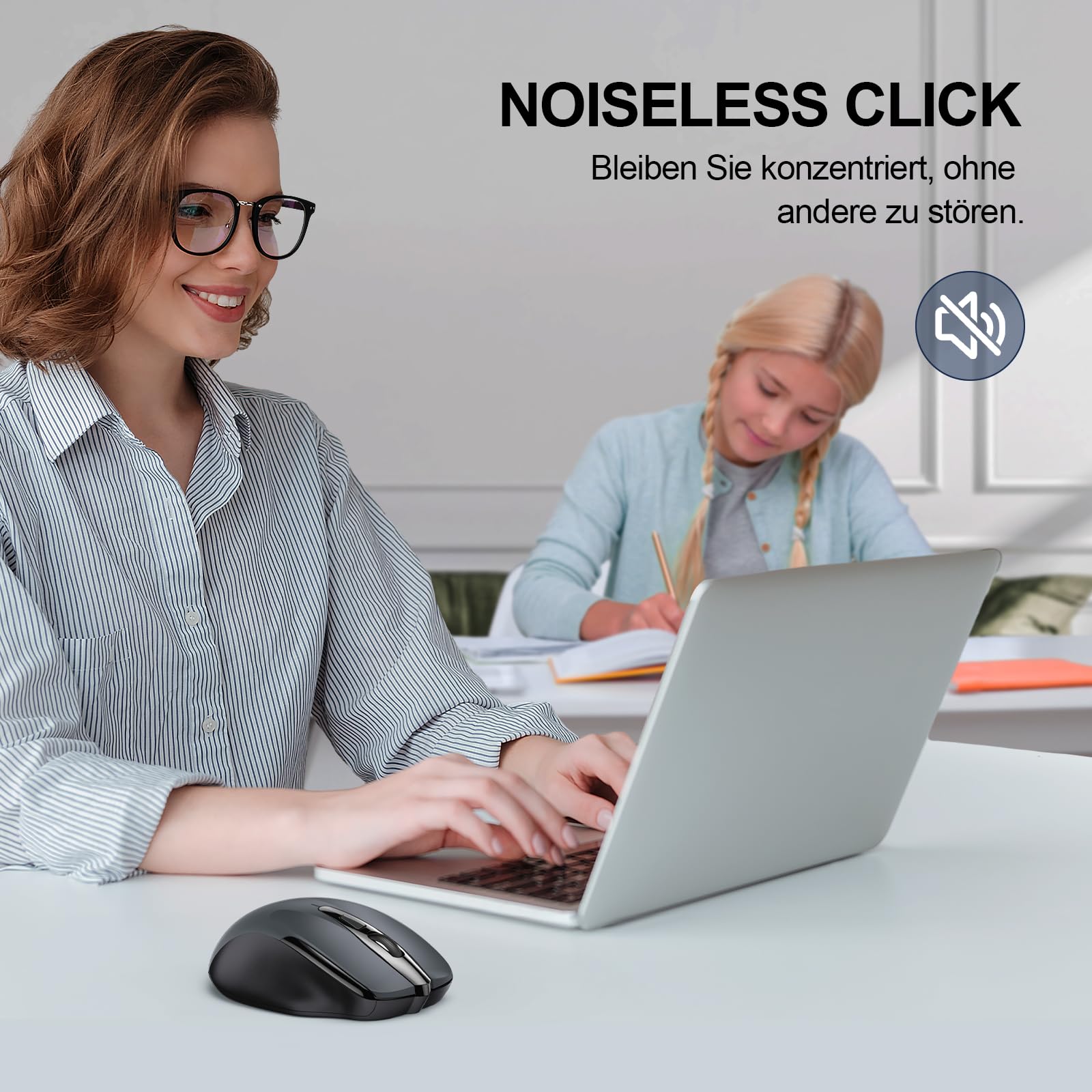 TECKNET Bluetooth Maus, 4800 DPI Kabellos Ergonomische Maus (Tri-Modi: BT 5.0/3.0+2.4G), 30 Monate Batterielaufzeit, Leise Funkmaus für Laptop PC Computer, Windows, Mac OS, Android 4