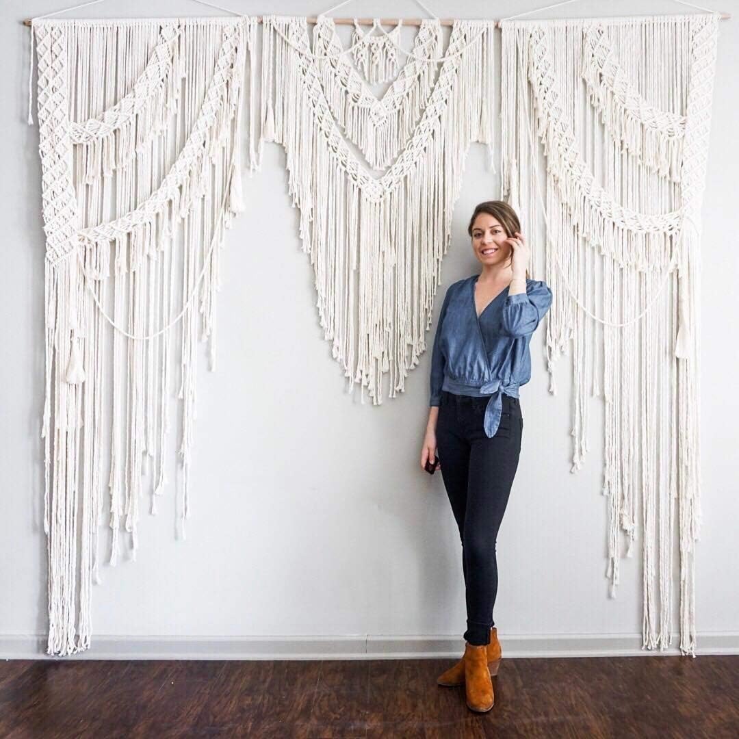American Knit Christmas 2021!! Bohemian Macrame Wedding Backdrop Decor Boho Chic Macrame wall Hanging Style Macrame Tapestry Macrame Curtain & Macrame Arch (W 85 X L 85)