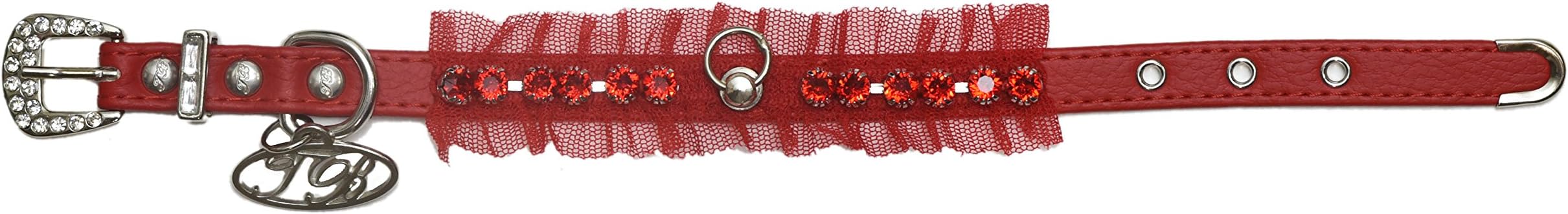 Trilly tutti Brilli Glinda Collar with Swarovski Chain for Dogs, 25 x 1.2 cm, Red