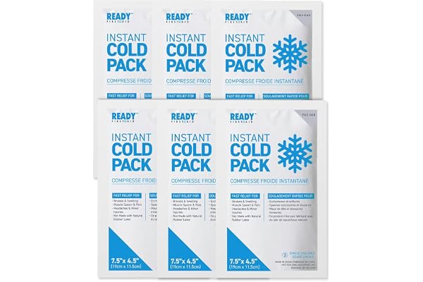 Instant Cold Pack, Medium Packs (7.5" x 4.5") - Ready First Aid, Provides fast Relief for Bruises, Swelling, Muscle Spasm, Pa