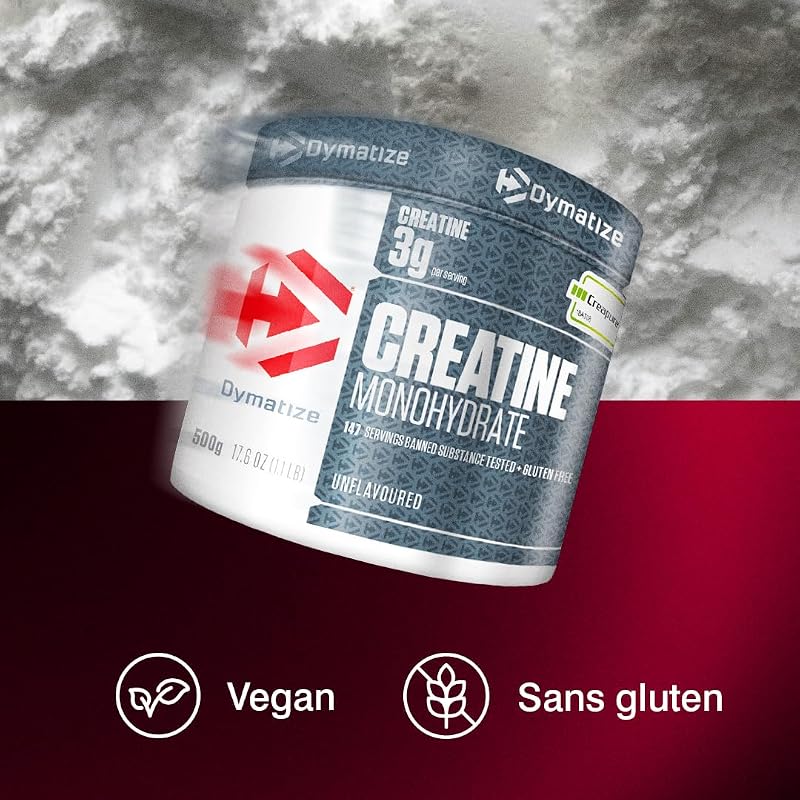 Creatine Monohydrate Unflavoured Powder 500g - 100% Creapure Creatine - Acide aminé - Créatine