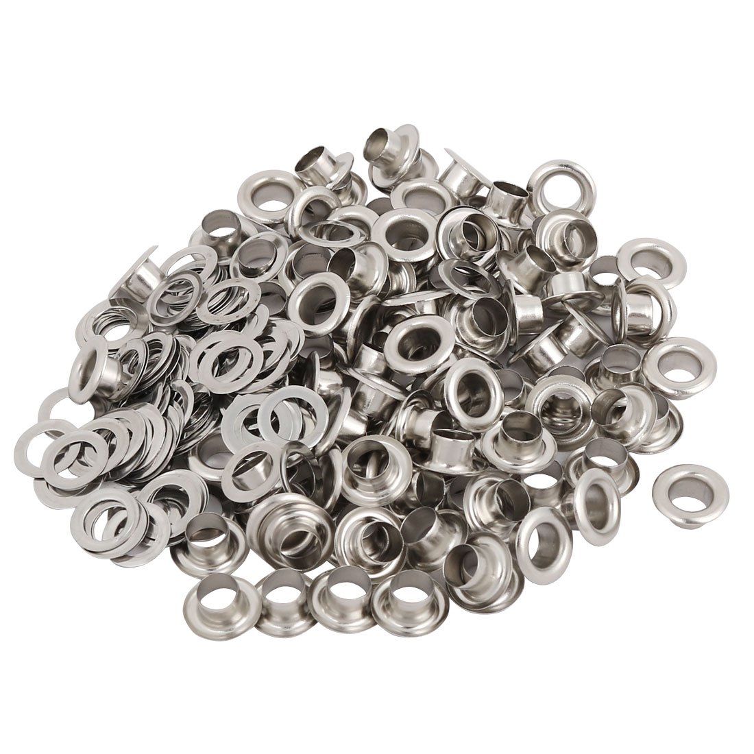 Sourcingmap 100pcs 4.5mm Brass Eyelet Grommets Silver Tone for Clothes Leather Canvas