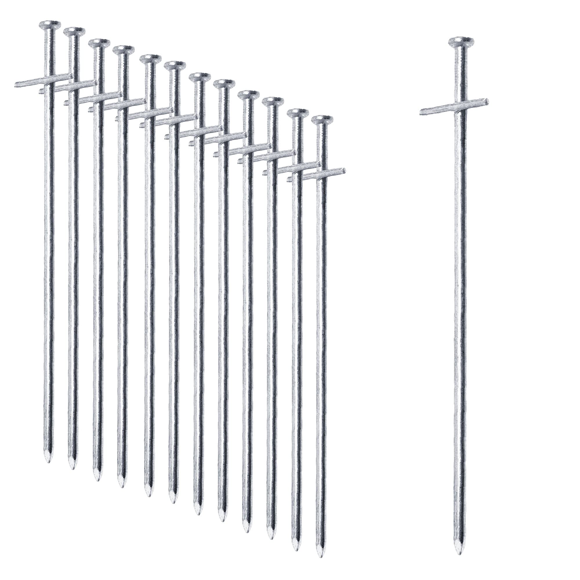 ToCi Galvanised Steel Tent Pegs for Rocky Ground 23 cm | for Camping and Outdoors for Hard Surfaces and Stone Floors | Available in Sets of 4 – 48, Adult (Unisex), 12 Stück