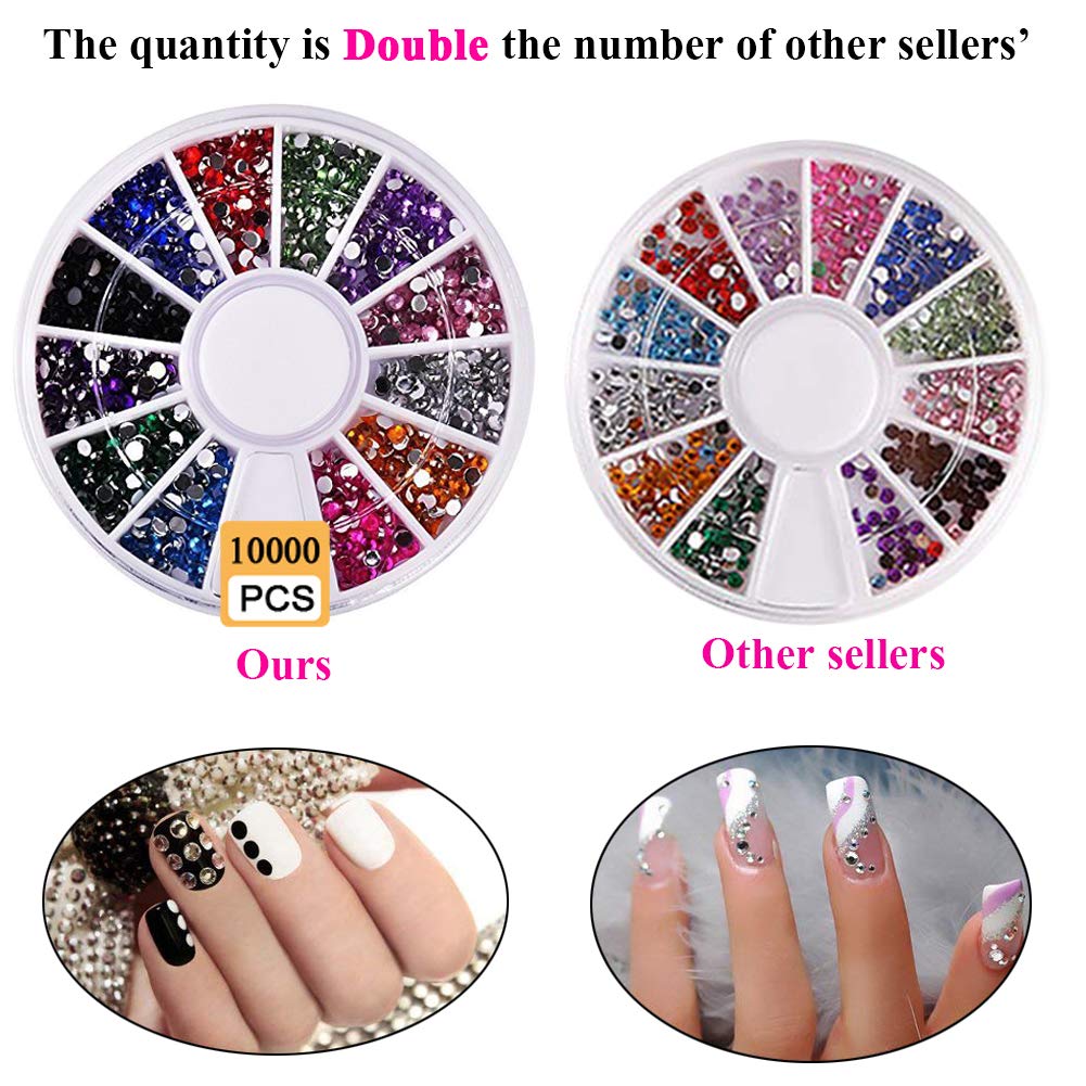 JOYJULY Nail Art Kit includes 30 Striping tape & 4Pcs Striping Roller Box & 12 Colors Rhinestones & 5pcs Dotting Pen & 15pcs Brush Set: Beauty
