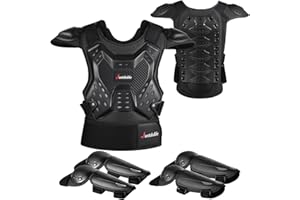 JUSTDOLIFE Dirt Bike Gear for Kids , 5 PCS Kids Dirt Bike Gear Motorcycle Armor Suit Youth Motocross Protective Gear for Boys Girls Chest Protector with Elbow Knee Pads for Biking