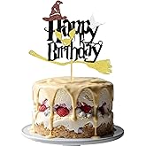 1Pcs Glitter Magic Wizard Inspired Cake Topper Happy Birthday Cake Topper Decoration for Magic Theme Party Happy Birthday Party Supplies
