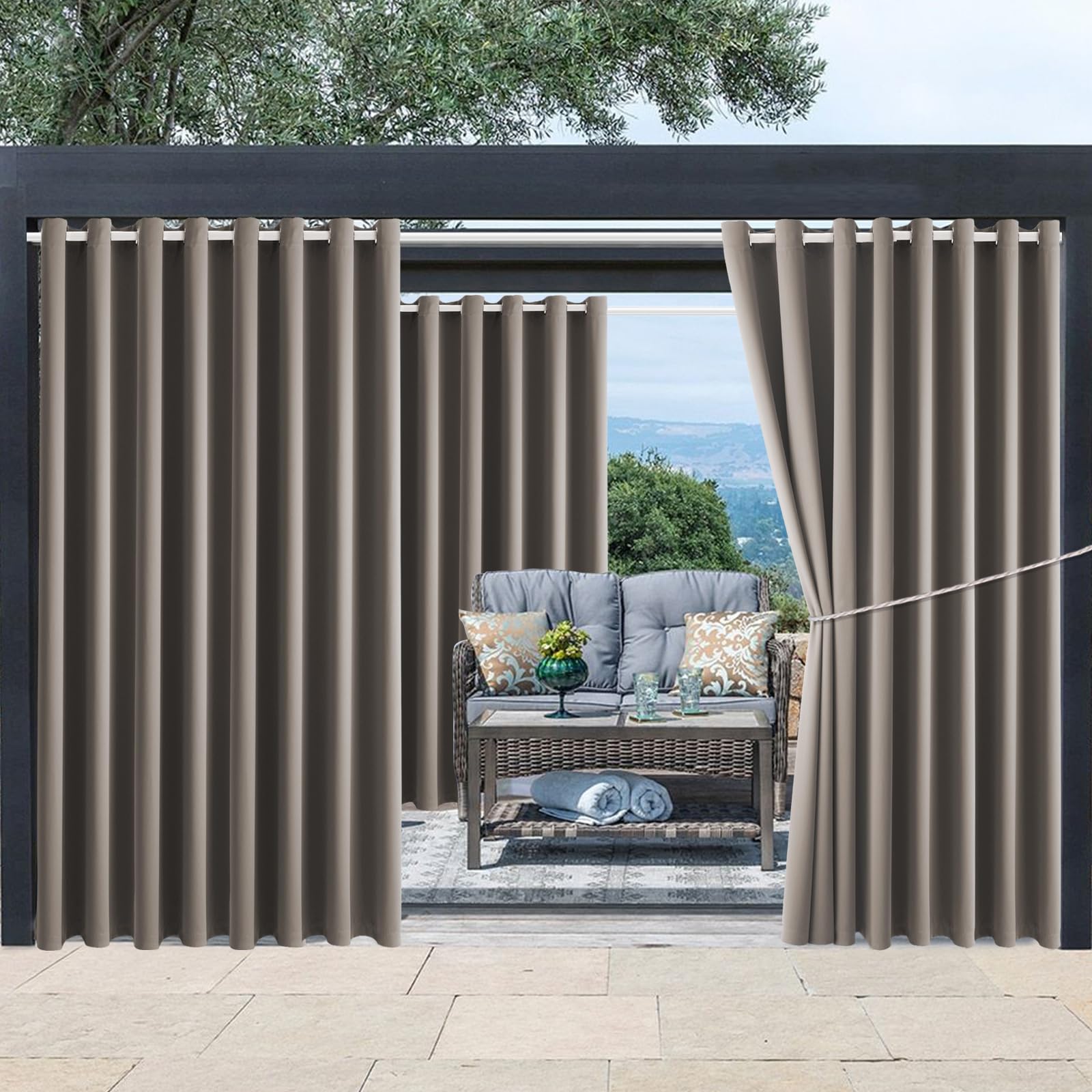 Waterproof Outdoor Curtain W105 x L84 - Grommet Top
