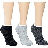 Cuddl Duds Women Cozy Lined Super Soft 3 Pair Pack Low Cut with Grippers Lounge Socks