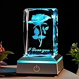 BAHUJIDA 3D Rose Crystal with LED Color