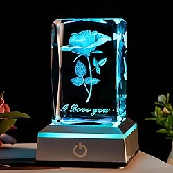 BAHUJIDA 3D Rose Crystal with LED Color