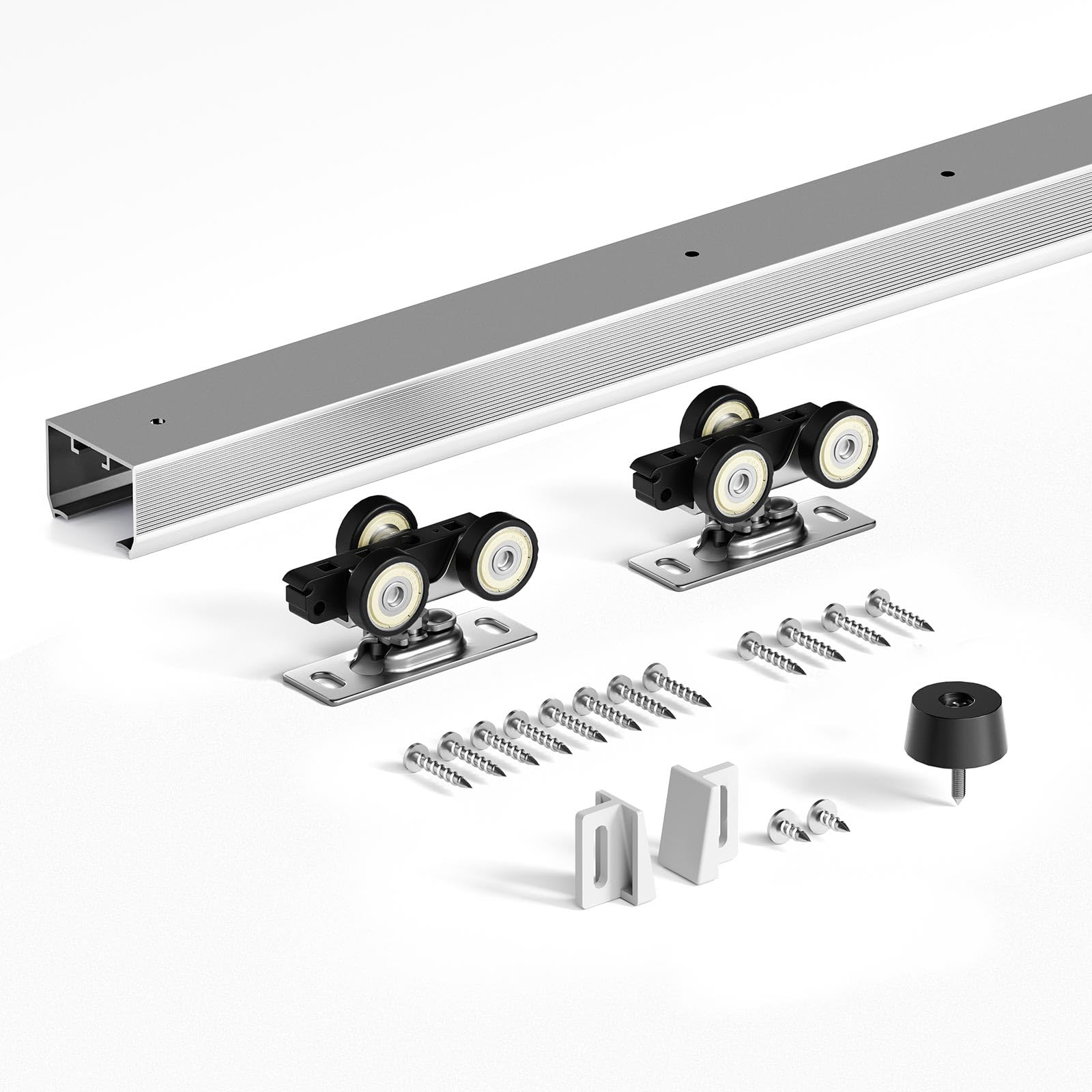 Photo 1 of FINOSEN 5FT Commercial Grade Sliding Pocket Door Hardware Track Kit,Top Mount,Heavy Duty,Smoothly and Quite,Easy to Install,Aluminum(Door is not Included)
