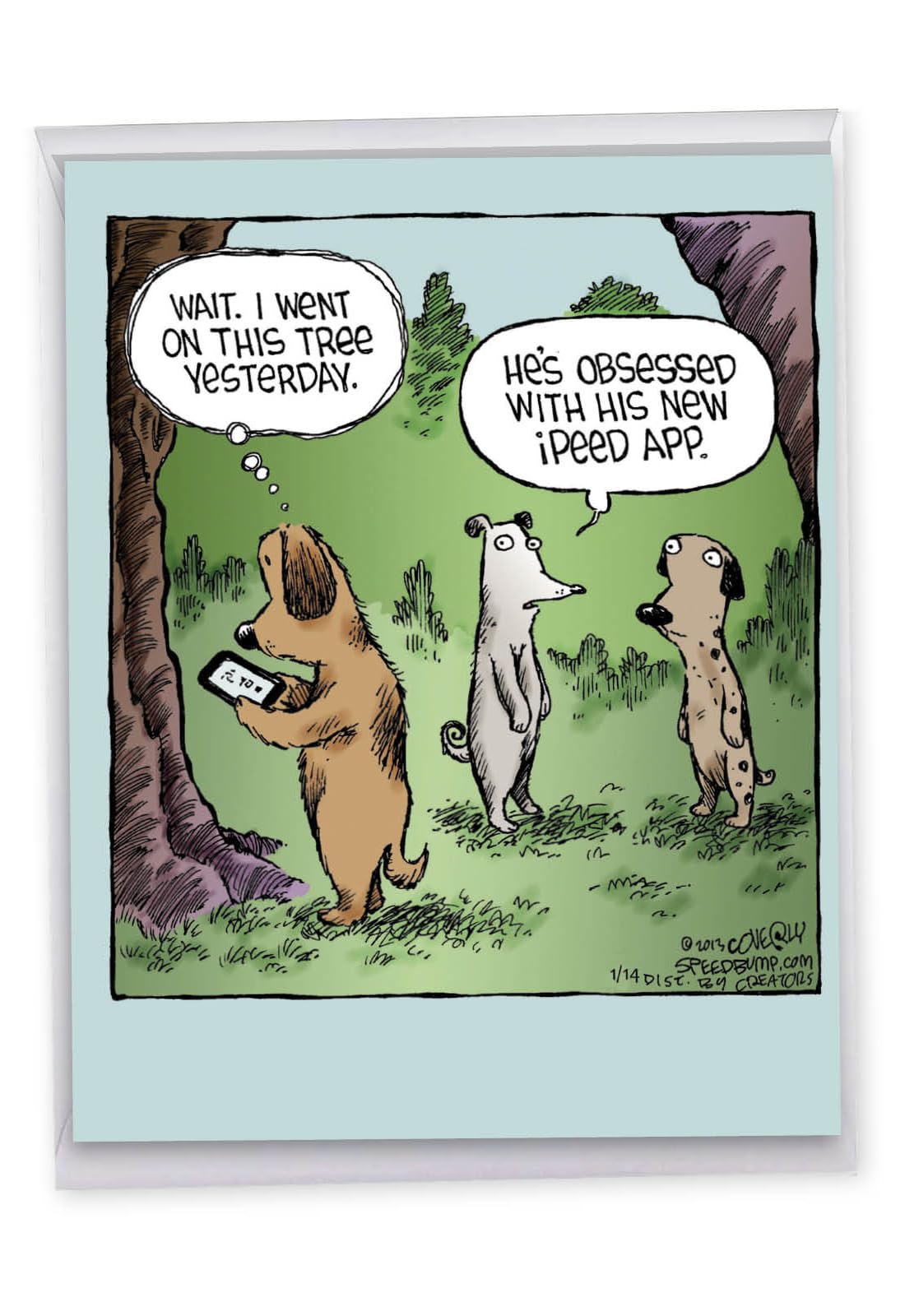 Ipeed App - Hilarious Dog Stationery Birthday Card with Envelope (Extra Large 8.5 x 11 Inch) - Big Funny Bday Greeting Notecard for an App Techie Friend - Cartoon Illustrated Design J2621BDG