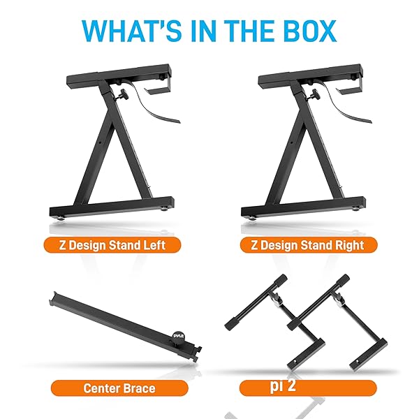 PYLE HEAVY-DUTY MULTI-FUNCTIONAL MUSIC STAND – Z STYLE & PORTABLE, 2ND TIER, HEIGHT & WITH ADJUSTMENT, DIGITAL KEYBOARD STAND, RACK CASE W/ERGONOMIC DESIGN, FOR HOME STUDIO ETC. – PYLE PKST2TZ , BLACK