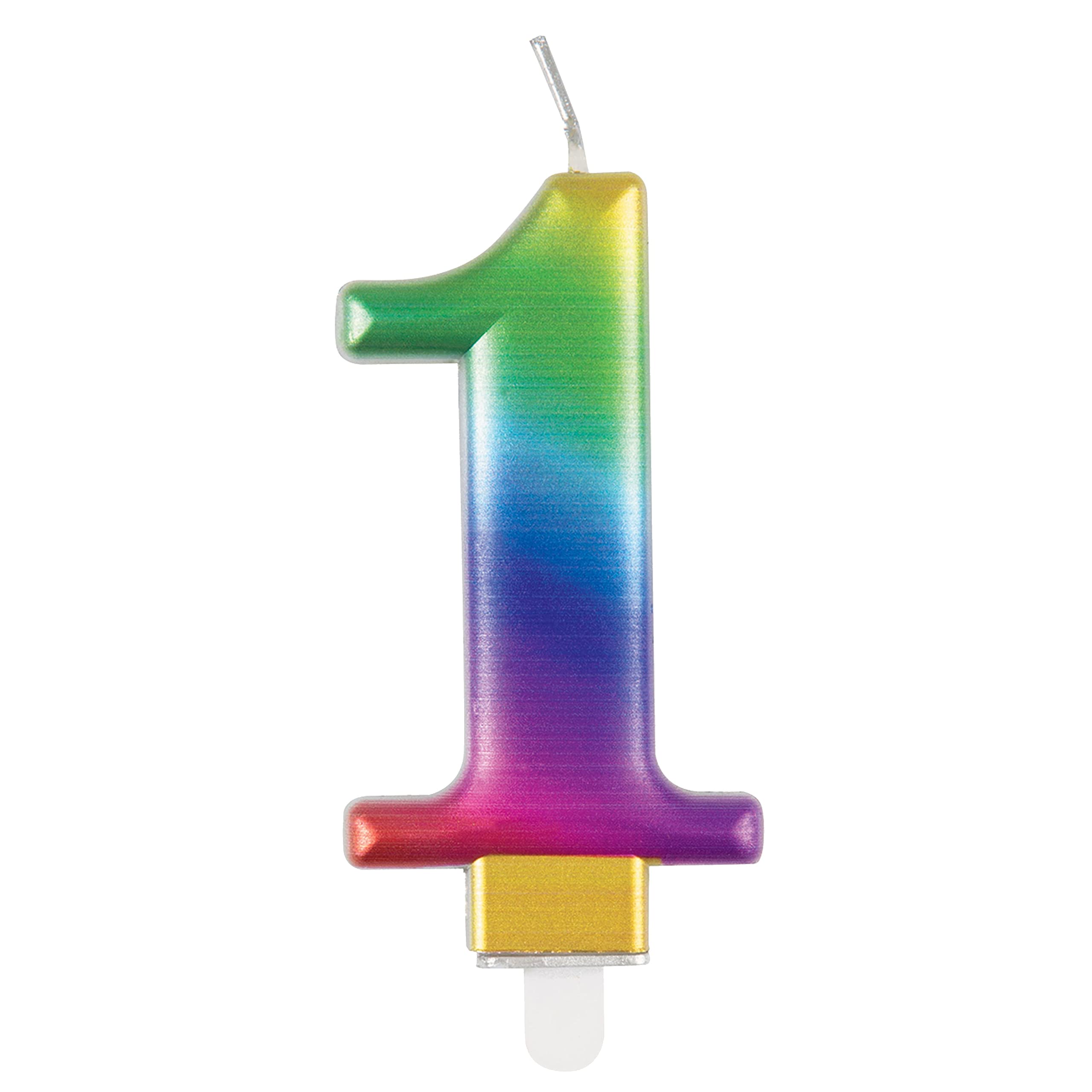 Metallic Rainbow Number 1 Birthday Candle - Vibrant 3D Topper for Cakes & Desserts - Perfect for Kids' & Adults' Parties - 1 Pc