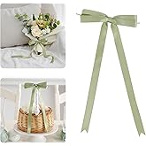 AIMUDI Sage Green Bows 5 × 10" Satin Bows for Gift Wrapping Twist Tie Bows Premade Ribbon Bows for Bouquets Invitations Baskets Crafts Wreaths Wedding Birthday Baby Shower Party Decorations, 36 PCs