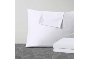 SHUNJIE.HOME Pillow Protector Queen Size 100% Egyptian Cotton Pillow Covers, 400 Thread Count Sateen Weave Cooling Pillow Cases with Zipper Hidden, Breathable Non Noisy Easy Care, Set of 2 (White)