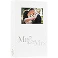 Lanpn Wedding Photo Album 4x6 300 Pocket Photos Slip in, Linen Cover Large Capacity Newlywed Marriage Window Album Hold 300 Horizontal Photos (Mr & Mrs, White)