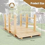 TANGZON 1.5M Wooden Garden Bridge with Safety Railings Natural view 9