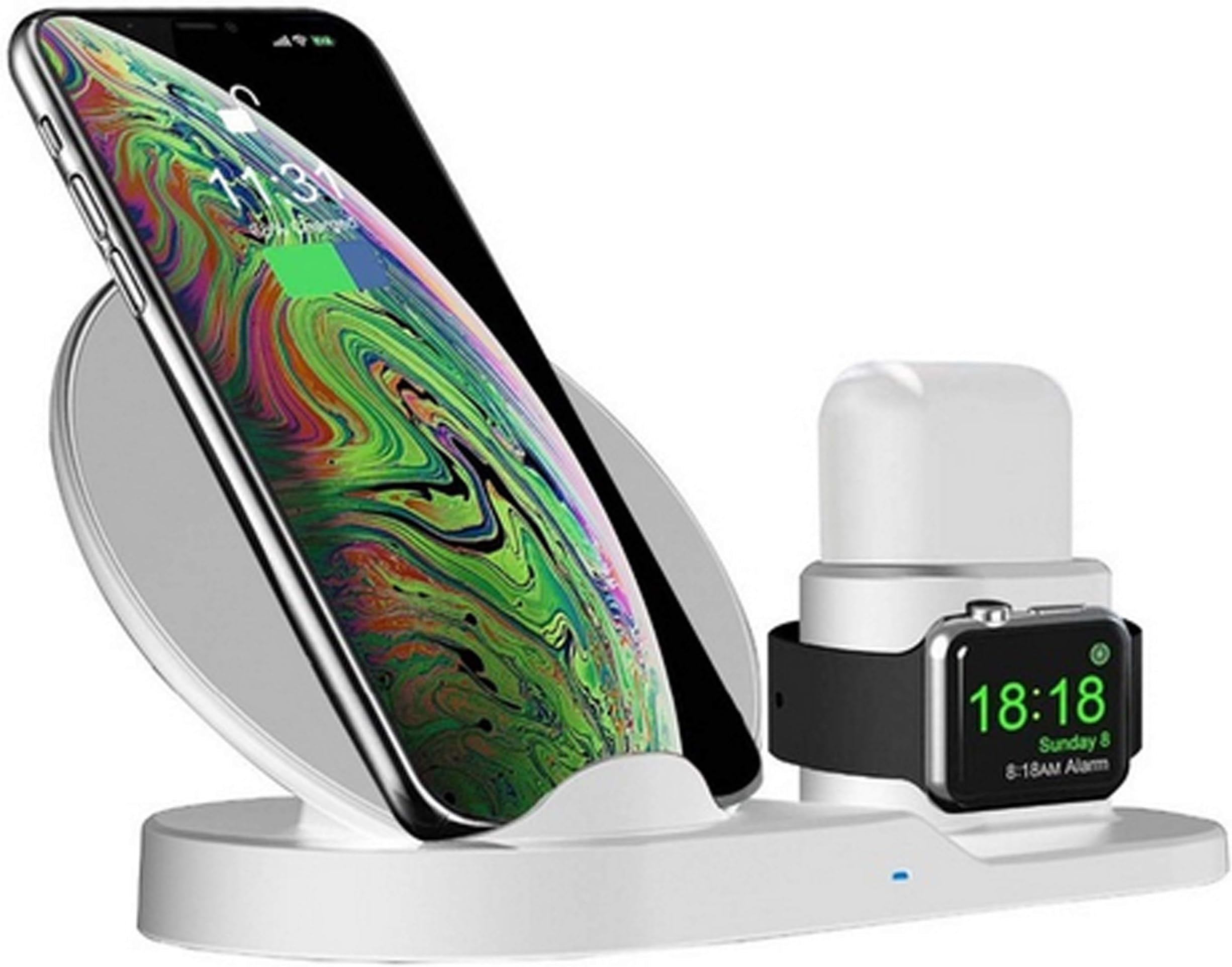 MQOUNY Wireless Charger,3 in 1 Wireless Charging Stand for Apple Watch,Charging Station for Airpods,Fast Wireless Charger Dock for All Qi Phones (White)