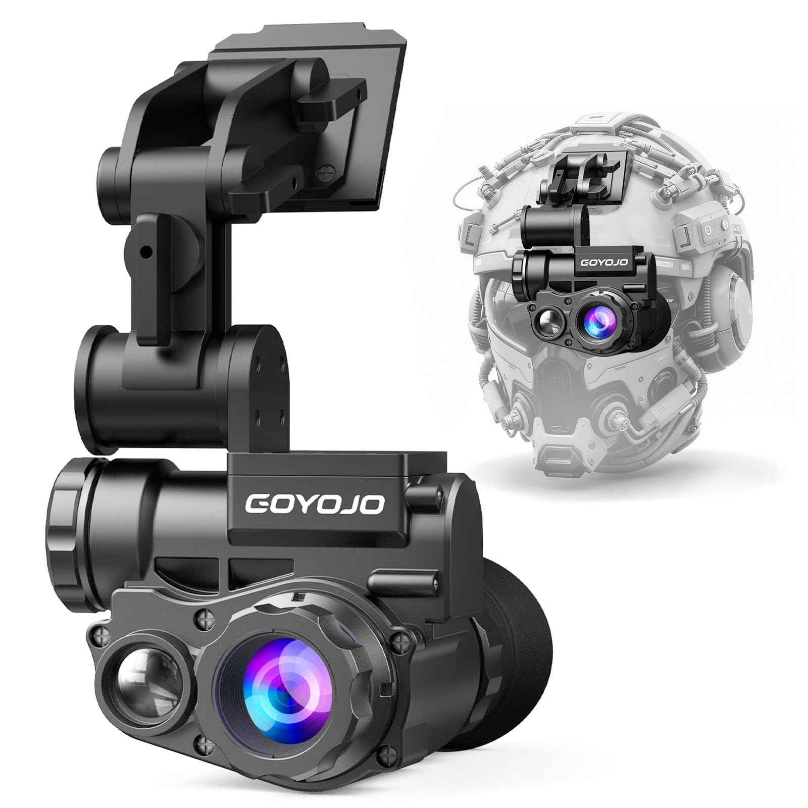 Photo 1 of GOYOJO Night Vision Goggles Helmet-Mounted Monocular | 1080P HD NVG with 3X Zoom & Adjustable Infrared | IP66 Waterproof for Hunting, Surveillance, Camping | Built-in Compass (100% Darkness)