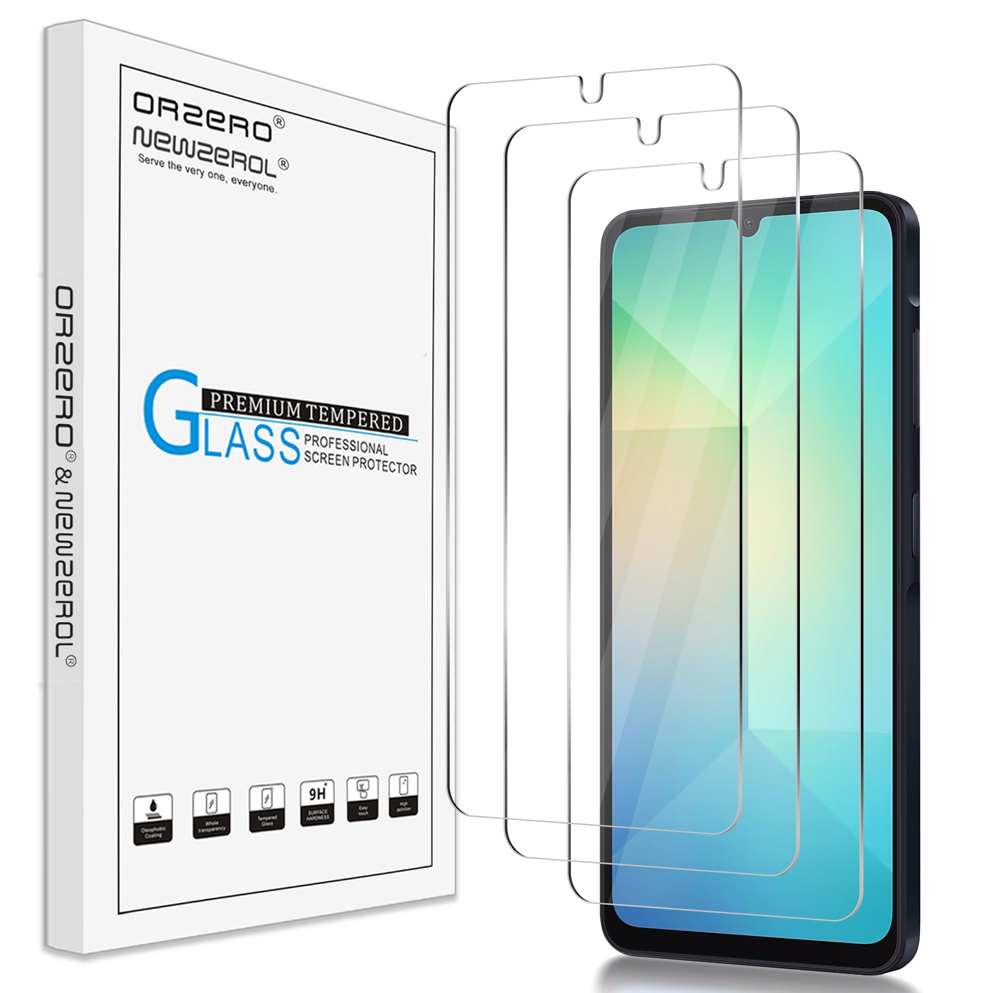 Photo 1 of (3 Pack) Tempered Glass Screen Protector Compatible for Samsung Galaxy A06/A05/A05s, Protector De Pantalla 2.5D Arc Edges 9 Hardness High Definition Bubble-Free