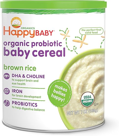 happy baby organic probiotic baby cereal with choline