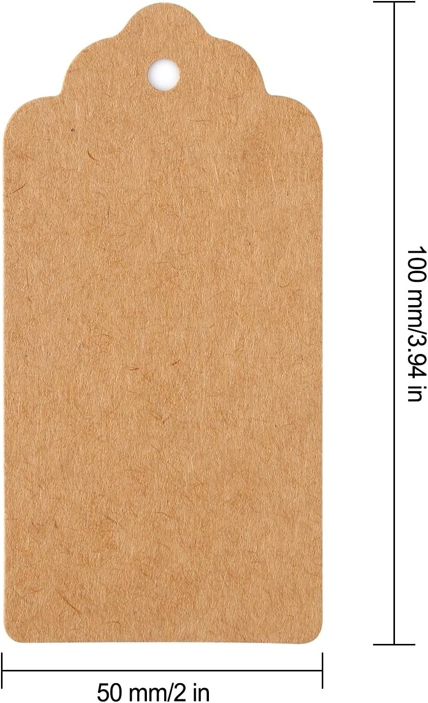 Gift Tags, 120 PCS Kraft Paper Tags for Wedding Brown Rectangle Craft Hang Tags with Free 100 Feet Natural Jute Twine …