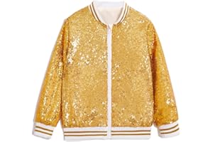 CHENBAO Girls Sequin Jackets Kids Boys Bomber Jacket Zip Up Coat Sparkle Outwear Birthday Clothes