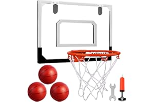 AOKESI Indoor Mini Basketball Hoop Set Pro with 4 Balls for Kids and Adults for Door & Wall with Complete Basketball Accessories Perfect Christmas Birthday Gifts For Boys Teens