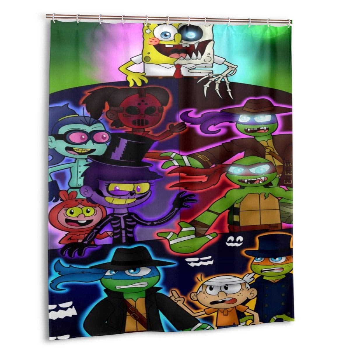 Shower Curtain Spongebob Squarepants Teenage Mutant Ninja Turtles Shower Curtain Personality Waterproof Resistant 3D Printing Polyester Shower Curtains For Bathroom 60x72 Inch 12 Plastic Hooks