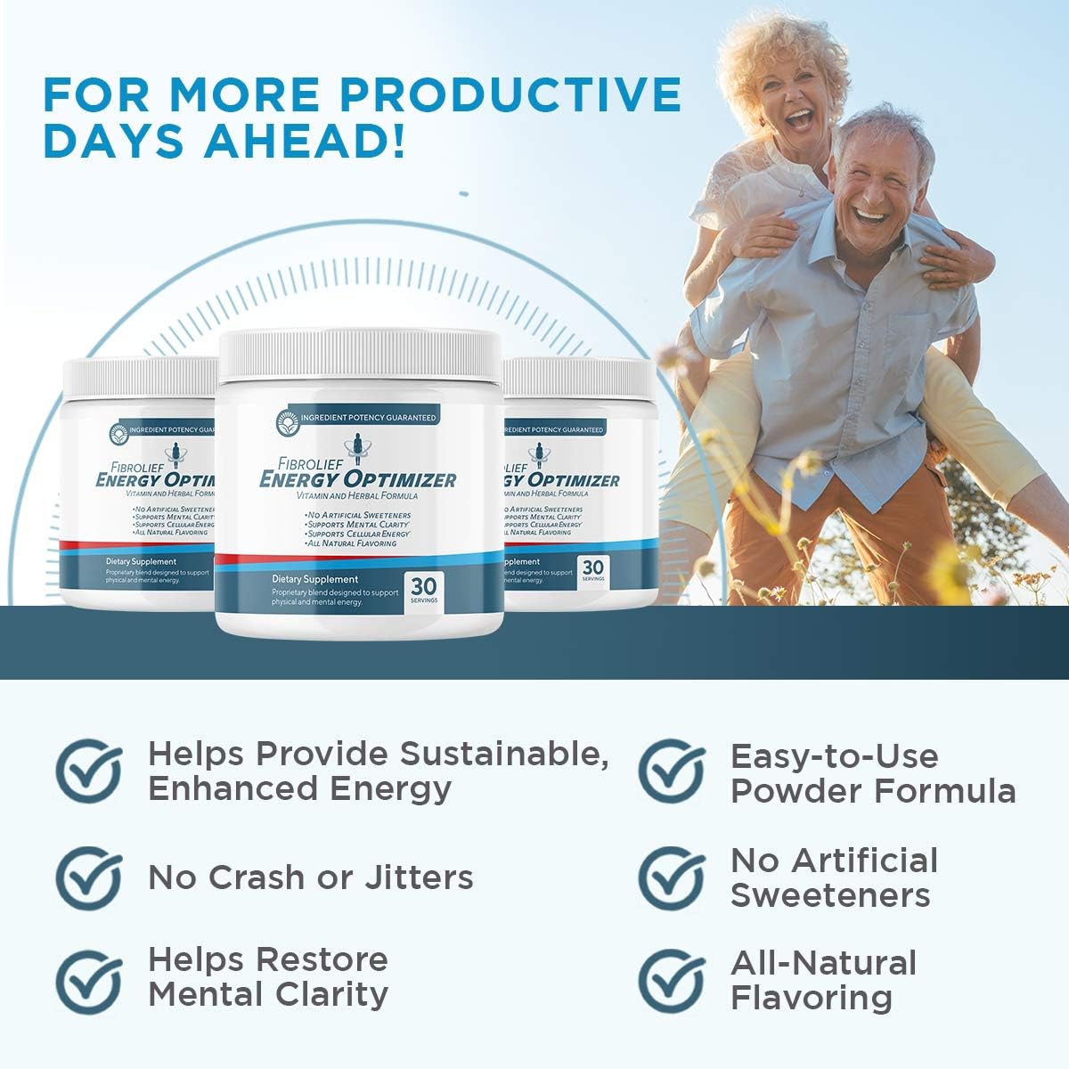 Fibrolief: Energy Optimizer - Vitamin and Herbal Supplement Powder - 1-Month Supply - Supports Physical and Mental Energy - No Artificial Sweeteners - All-Natural Flavoring - Absorbs Fast: Health & Personal Care