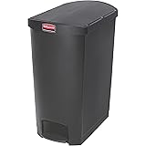 Rubbermaid Commercial Products-1883616 Streamline Plastic End Step On Trash Garbage Can, Slim 24 Gallon, Black