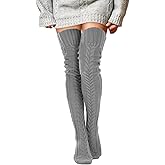 Buauty Women's Cable Knitted Boot Socks Extra Long Thigh High Winter Stockings Over Knee Leg Warmers