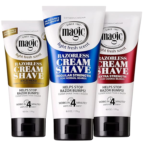 MAGIC RAZORLESS CREAM SHAVE BALD HEAD 6 OUNCE TUBE (177ML) (6 PACK)