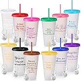 Skylety 12 Set Valentines Employee Appreciation Gifts Bulk 24 oz Team Staff Reusable Coffee Cup with Lids Straw Inspirational Keychains for Employee Staff Christmas Gifts