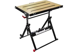 STRONG HAND TOOLS Steel Welding Table, 1.1″ (28mm) Tabletop Slots, Adjustable Angle & Height, Casters, Retractable Guide Rails, Eccentric Leveling Foot, TS3020